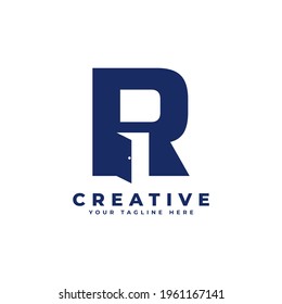 Initial Letter R with Door Negative Space Logo Design. Usable for Construction Architecture Building Logo