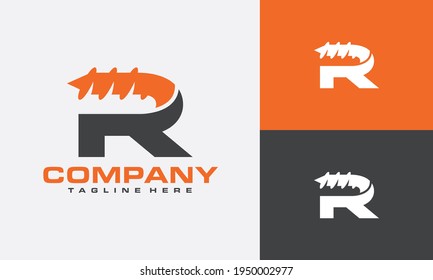 initial letter R drill logo
