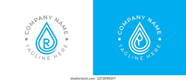 initial Letter R Drop Logo Concept sign icon symbol Element Design. Droplet, Aqua, Plumber, Plumbing, Water, Cleaning Logotype. Vector illustration template