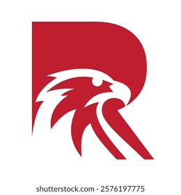 Initial Letter R Eagle Logo. Eagle Head Logo Concept For Business Company Vector Template