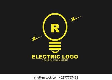Initial Letter R Electric Lamp Logo