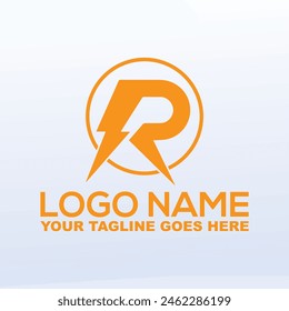 Letra inicial R Electric Logo, letra R y thunder bolt combinación de iconos aislados sobre fondo blanco, estilo plano Logo Design elemento de Plantilla, Ilustración vectorial