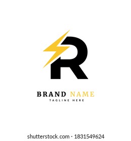 Initial letter R, Electricity Logo and icon Vector design Template. Power Energy Logo Design Element for company and business.