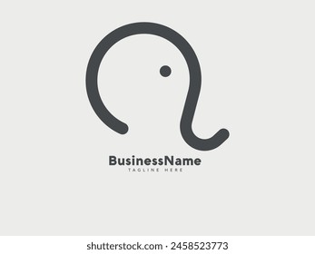 Initial letter R in elephant shape logo