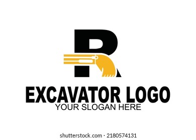initial Letter R excavator logo