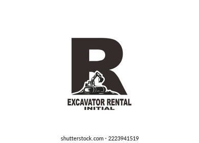 initial Letter R excavator logo
