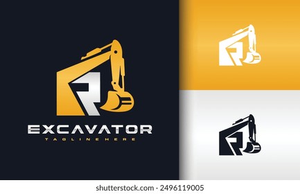 initial letter R excavator logo