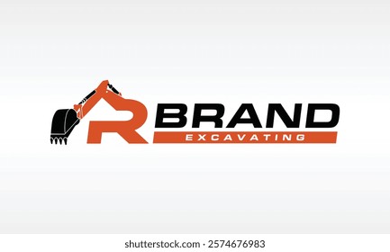 initial letter R excavator logo