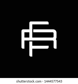 Initial letter R and F, RF, FR, overlapping interlock monogram logo, white color on black background