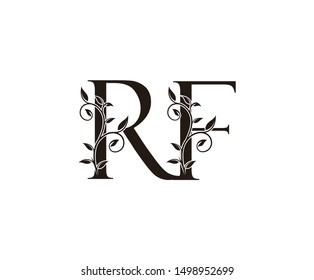 Initial letter R and F, RF, vintage Logo Icon, classy black letter monogram logo icon suitable for boutique,restaurant, wedding service, hotel or business identity.
