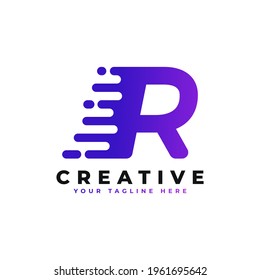 Initial Letter R Fast Speed Logo. Alphabet Suitable for Fast, Power, Flash, Identity, Moving and Speed.