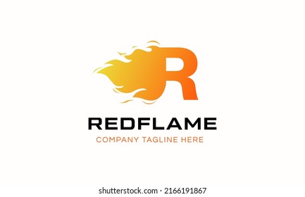 Initial Letter R and fire Logo. Flame logo isolated on White Background. Usable for Business and Branding Logos. Vector Graphic Branding Element