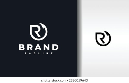 initial letter R fishing rod logo