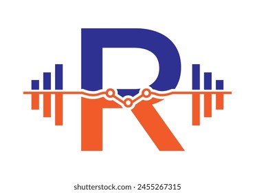 Initial Letter R Fitness Logo Concept With Dumbbell Icon. Gym Symbol