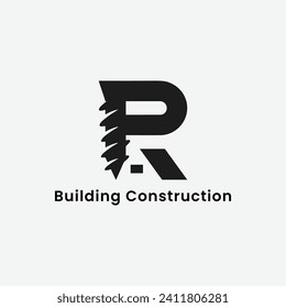 Initial Letter R Flat Drill Logo. Letter R and Drill Vector Logo Design Template.