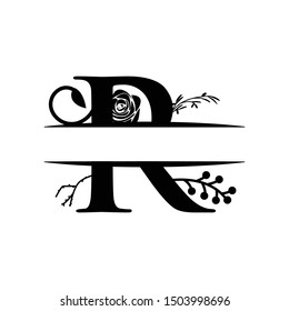 Initial letter r floral graphic design template