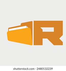 Initial Letter R Folder Logo. Vector Illustration.