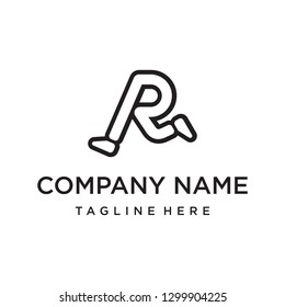 Initial Letter R with Foot Run Running Logo Design Inspiration