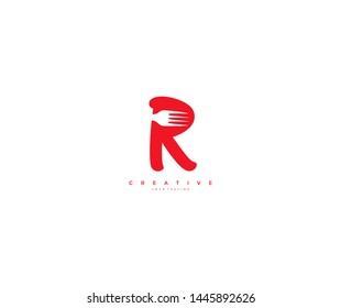 initial letter R fork creative minimal logo