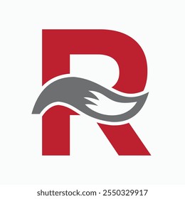 Anfangsbuchstabe R Fuchs Logo Design Konzept mit Fuchs Schwanz Symbol