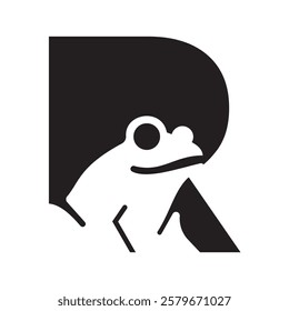 Initial Letter R Frog Logo Design Vector Template