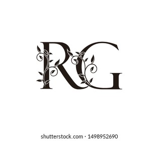 Initial letter R and G, RG, vintage Logo Icon, classy black letter monogram logo icon suitable for boutique,restaurant, wedding service, hotel or business identity.