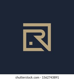 initial letter R geometric with square frame line art. Suitable for business consulting, studio, room, group, decoration, building, concept design. - vector