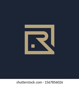 initial letter R geometric with square frame line art. Suitable for business consulting, studio, room, group, decoration, building, concept design. - vector
