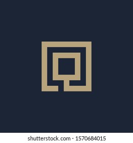 initial letter R geometric with square frame line art. Suitable for business consulting, studio, room, group, decoration, building, concept design. - vector