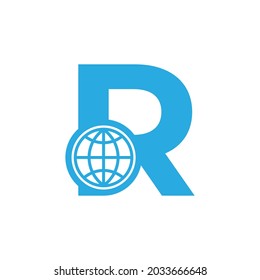 Initial Letter R Globe Logo Design Template Element. Vector Eps10