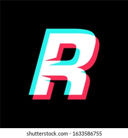 initial letter R with glyph effect.