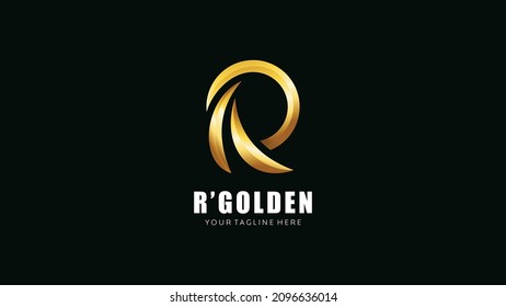 Initial letter R gold logo design