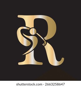 Anfangsbuchstabe R Golf Logo Design Konzept für Hockey Club Symbol