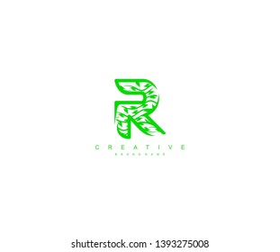 Initial Letter R Green Environment Pattern Stylish Linear Logo