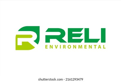 Initial Letter R green Leaf icon Logo design template vector