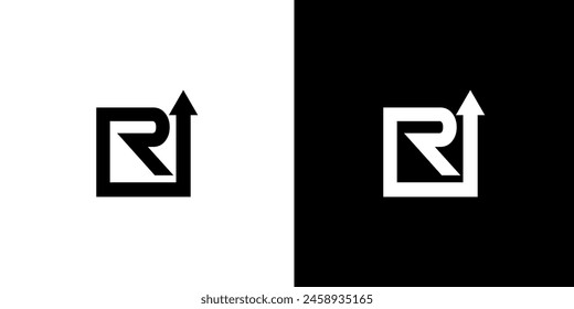 Initial Letter R Growth Swoosh Arrow Logo Design Vector