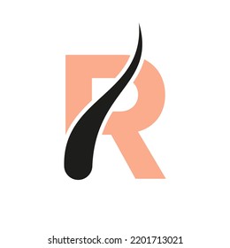 Initial Letter R Hair Treatment Logo, Hair Transplantation Logo Design Vector Template