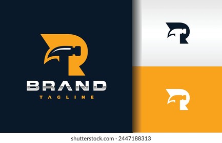 initial letter R hammer logo