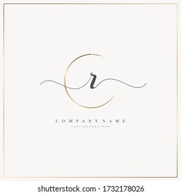 Letra inicial R logotipo de escritura a mano modelo de plantilla dibujado a mano vector, logotipo para belleza, cosmética, boda, moda y negocios y otros