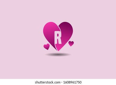 Initial Letter R with Heart logo design template. vector illustration