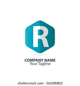 Initial Letter R Hexagon Logo 