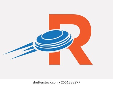 Initial Letter R Hockey Puck Logo Vector Template