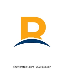 Initial Letter R Horizon Logo Design Template. Eps10 Vector
