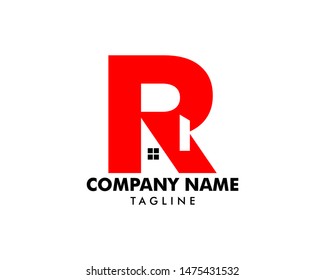 Initial Letter R House Logo Template