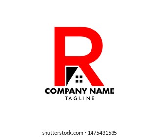 Initial Letter R House Logo Template