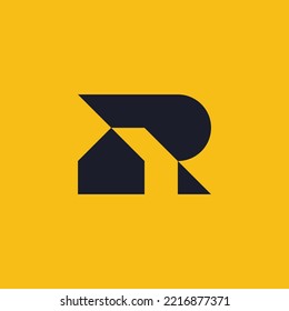 initial letter R and house logo. home property real estate logo design