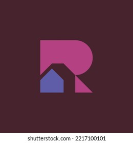 initial letter R and house logo. home property real estate logo design