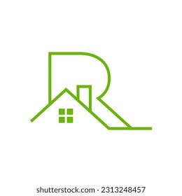 Initial Letter R with House Logo Design Ispirationa