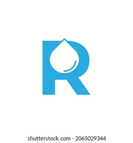 Initial Letter R Hydro Logo with Negative Space Water drop Icon Design Template Element