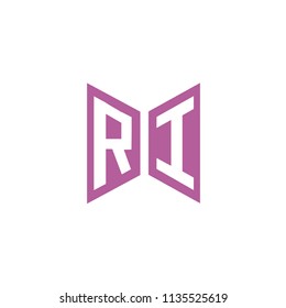 Initial Letter R, I, RI Hexagonal Shape Logo Design